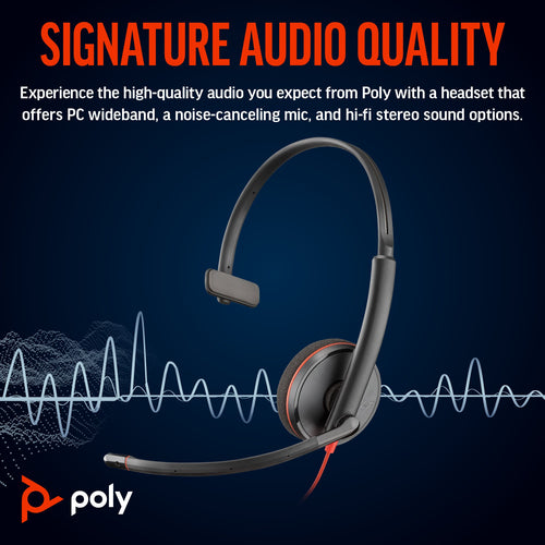 POLY Blackwire 3210 Monaural USB-C Headset +USB-C/A Adapter POLY Blackwire 3210 Monaural USB-C Headset +USB-C/A Adapter